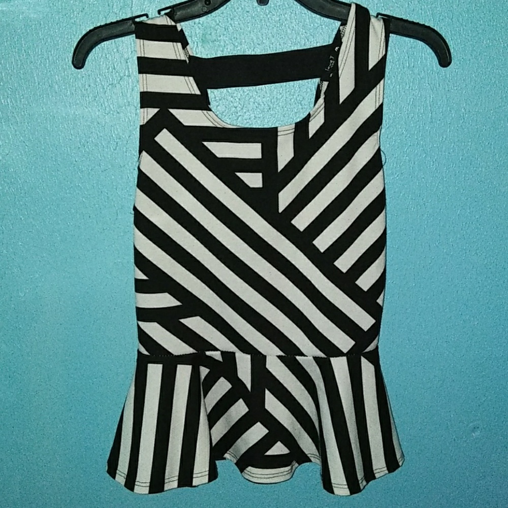 White/black striped blouse. Size M
